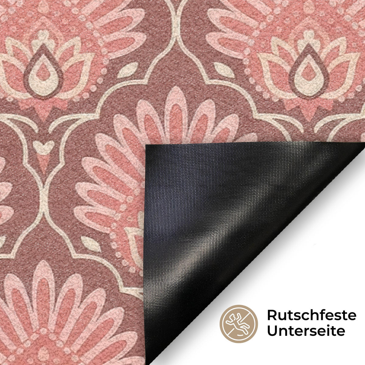 FUSSMATTE Fächermotiv - Muster - Rosa 60x40 cm - Altrosa, Kunststoff (60/0.4cm) - MuchoWow