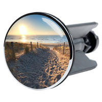 WASCHBECKENSTÖPSEL Düne - Blau, Kunststoff/Metall (4/7/7cm) - Sanilo