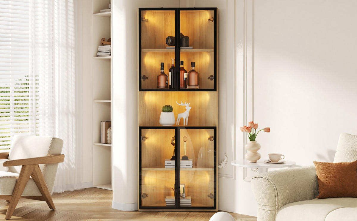 HIGHBOARD 62/160/32 cm Eichefarben aus MDF mit LED-Beleuchtung - Eichefarben, Holzwerkstoff (32/160/62cm) - OKMYHOME
