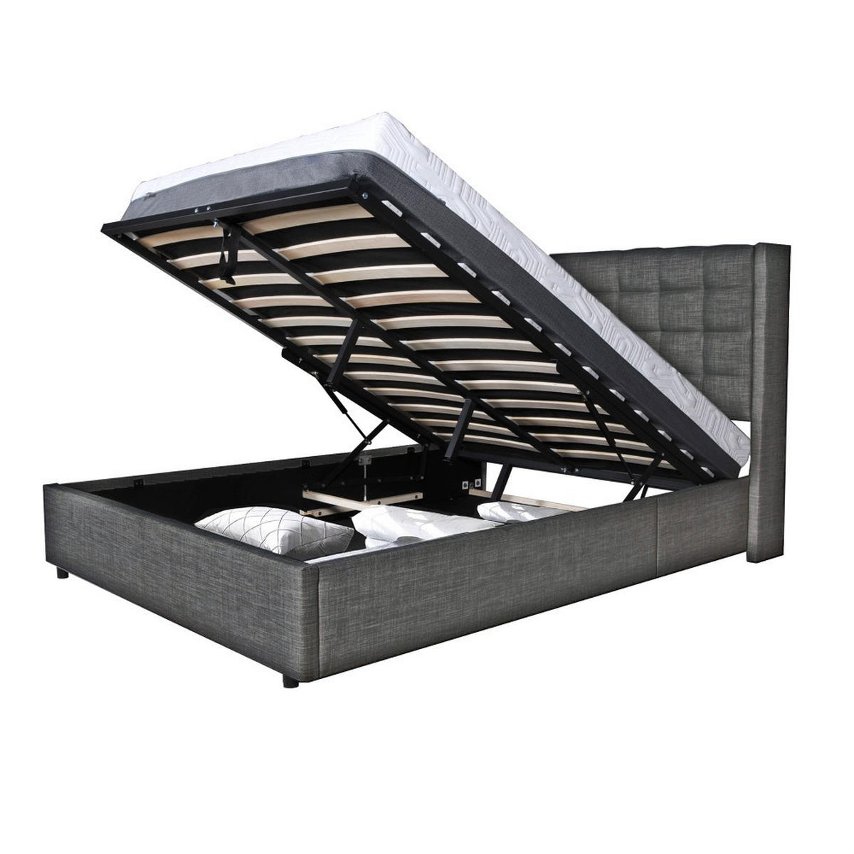 BETTKASTEN WEMBLEY mit Lattenrost/ Bett 160x200 - Dunkelgrau - Anthrazit, Holzwerkstoff (160/200cm) - Weber Industries