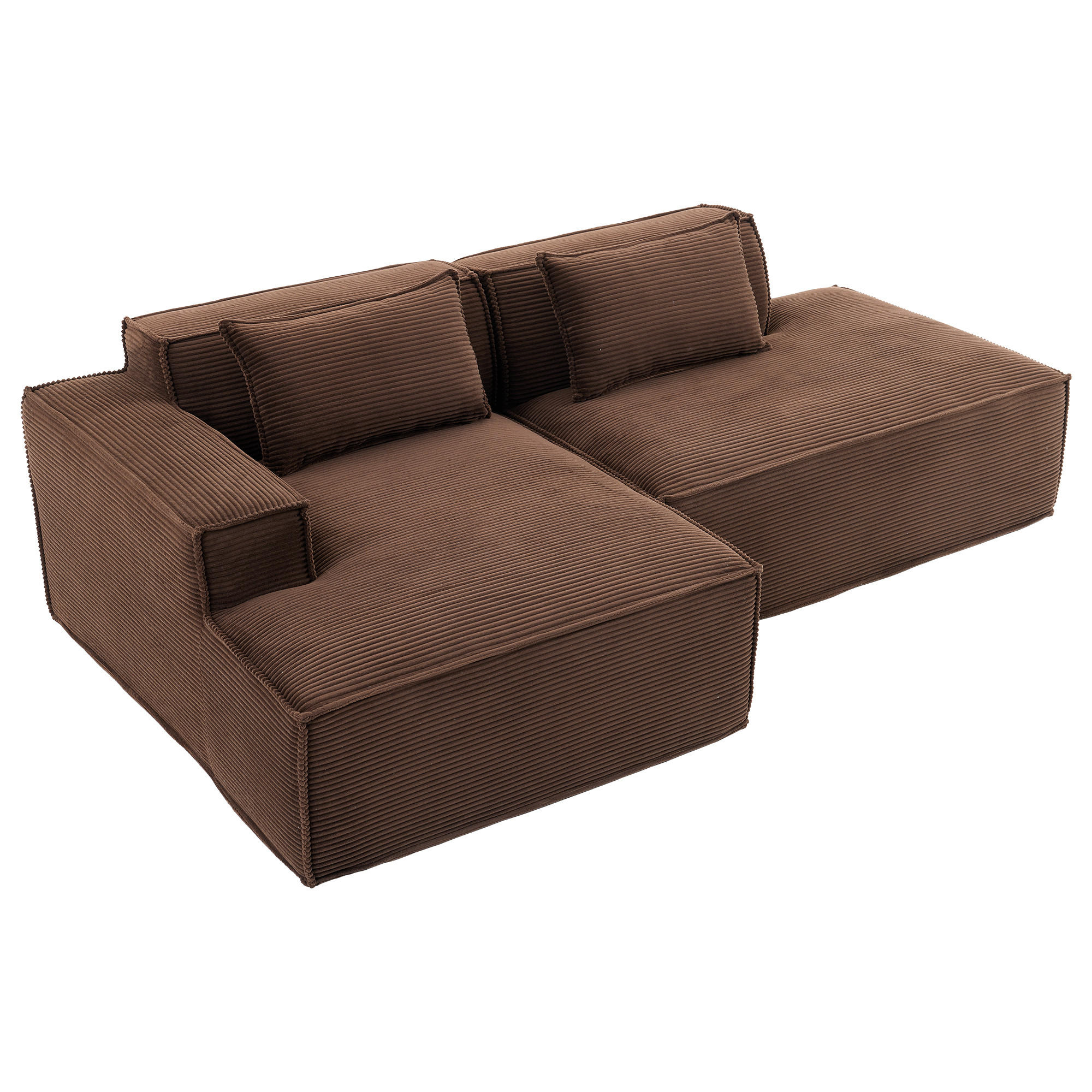 ECKSOFA 233/129/70 cm Braun mit zwei Kissen und Federtasche - Braun, Textil (235/129cm) - Oxeza