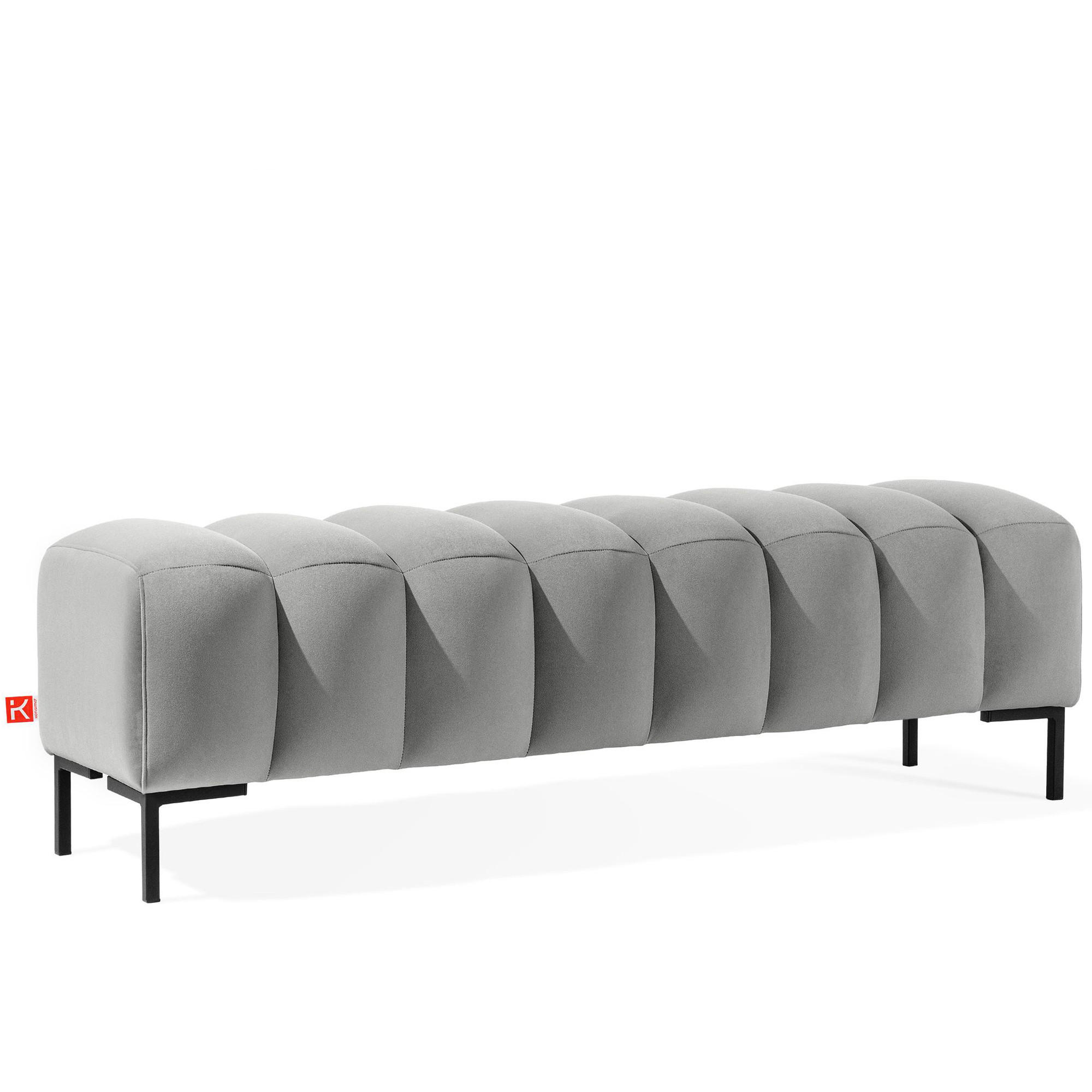 POLSTERBANK Bettbank PECCO, Metallbeinen - Schwarz/Grau, Holz/Textil (160/50/50cm) - KONSIMO®