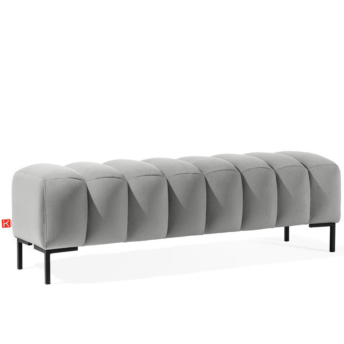 POLSTERBANK Bettbank PECCO, Metallbeinen - Schwarz/Grau, Holz/Textil (160/50/50cm) - KONSIMO®