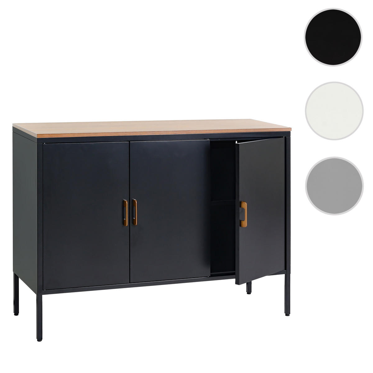 KOMMODE -3 Schwarz - Schwarz, Metall (120/90/40cm) - MCW