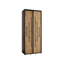 SCHWEBETÜRENSCHRANK 235,2/110/60 2-türig - Schwarz/Eiche Artisan, Holz/Metall (110/235/60cm) - Abiks Möbel