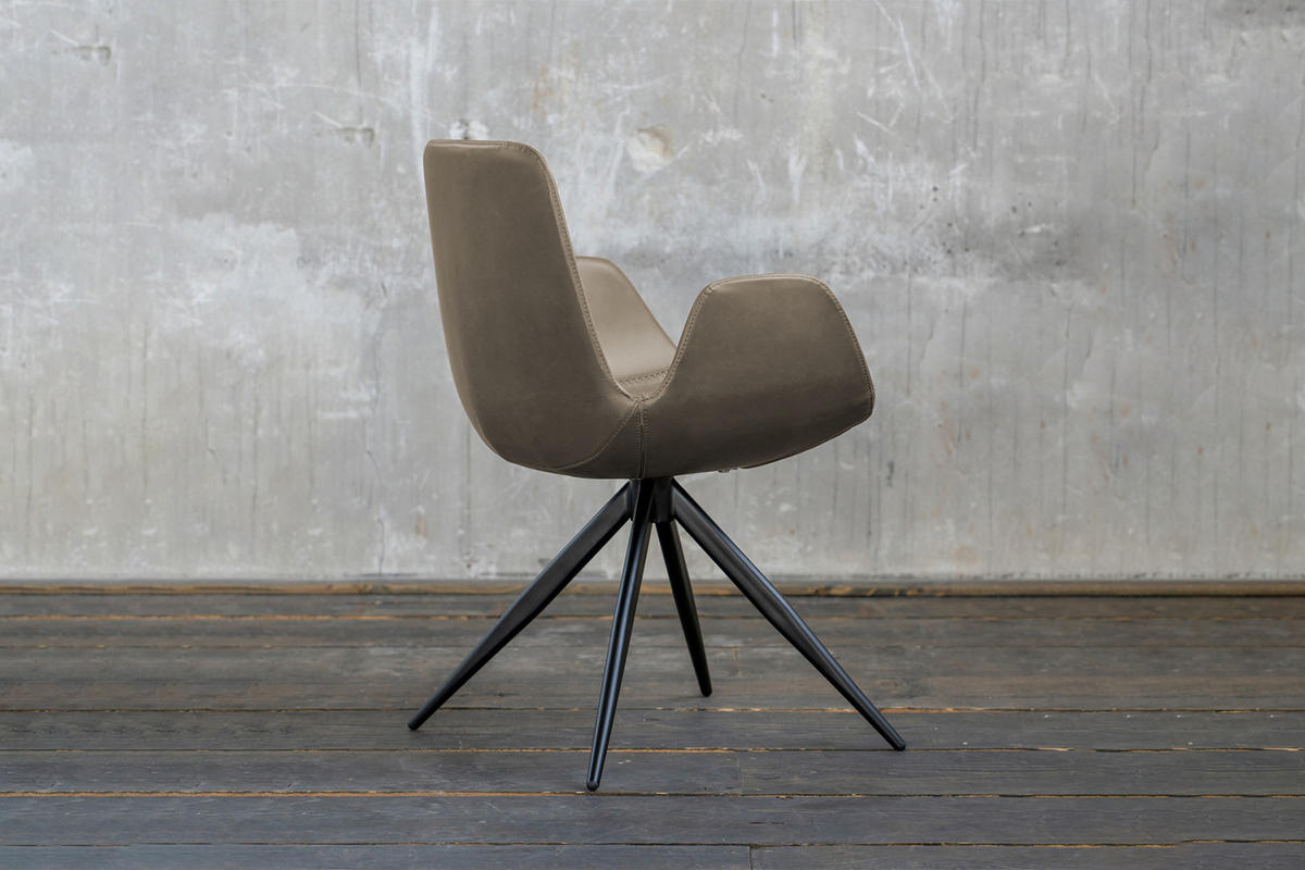 DREHSTUHL QUEN Grau Kunstleder - Schwarz/Grau, Leder (55.5/82/55cm) - KAWOLA