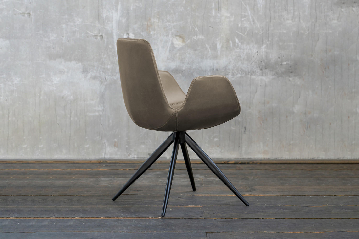 Thumbnail - Kawola Drehstuhl, Grau, Schwarz, Leder, 55.5x82x55 cm, Esszimmer, Stühle, Esszimmerstühle, Armlehnenstühle