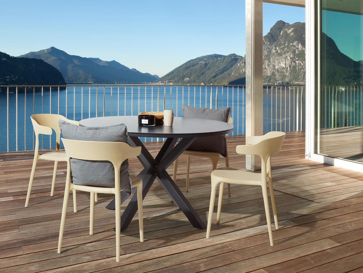 GARTENSTÜHLE 4er-Set Kunststoff sandbeige Gubbio - Beige, Kunststoff (50/76/49cm) - Beliani