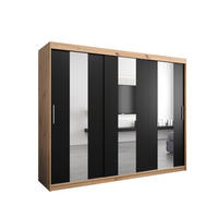 SCHWEBETÜRENSCHRANK 200/250/62 2-türig - Silberfarben/Schwarz, Holz/Kunststoff (250/200/62cm) - Abiks Möbel