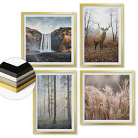 WANDBILDER 4er Set - 50x50 cm & 40x60 cm Goldrahmen - Waldlandschaften der Wildnis - Goldfarben, Kunststoff (50/50cm) - ArtPrintCave