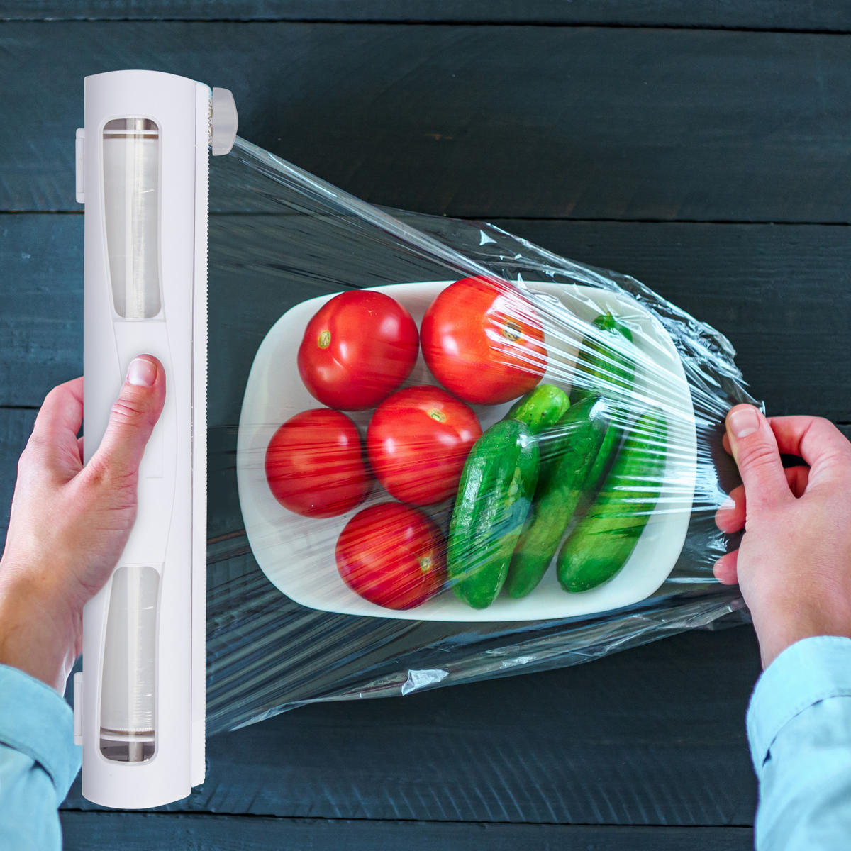 2XFOLIENSCHNEIDER - Weiß, Kunststoff/Metall (37/5/8cm) - Relaxdays