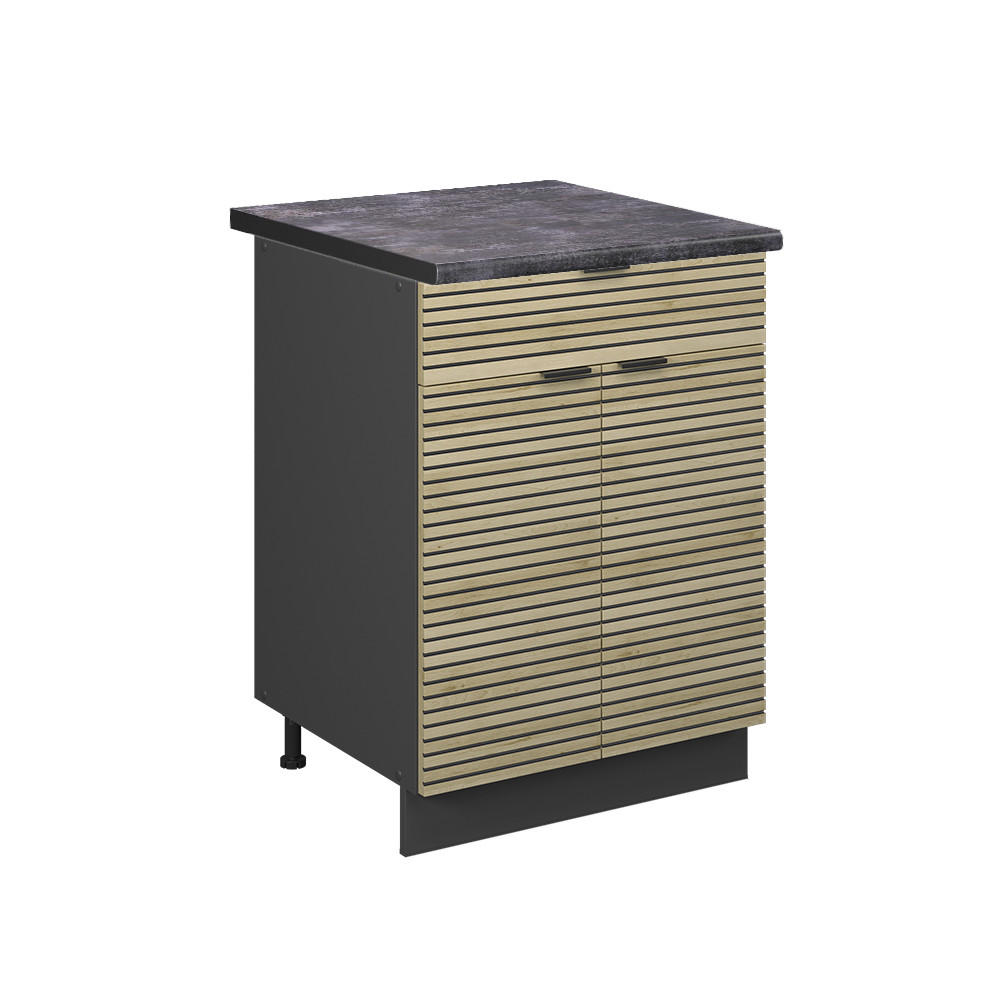 KÜCHENUNTERSCHRANK Fame-Line Eiche Paneel 60 cm mit Schublade, AP Anthrazit - Hellbraun/Eichefarben, Holzwerkstoff (60/82/60cm) - Vicco