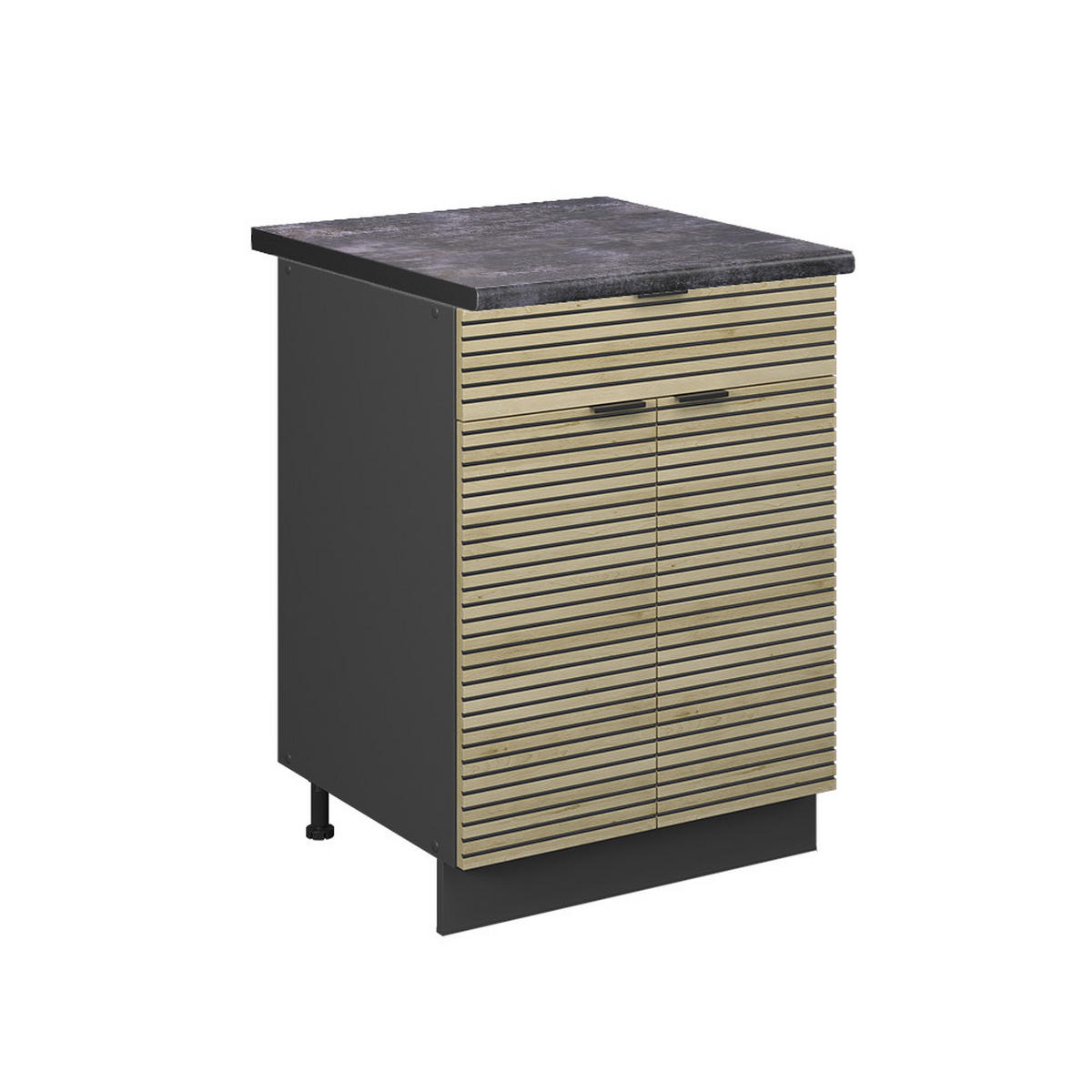 KÜCHENUNTERSCHRANK Fame-Line Eiche Paneel 60 cm mit Schublade, AP Anthrazit - Hellbraun/Eichefarben, Holzwerkstoff (60/82/60cm) - Vicco