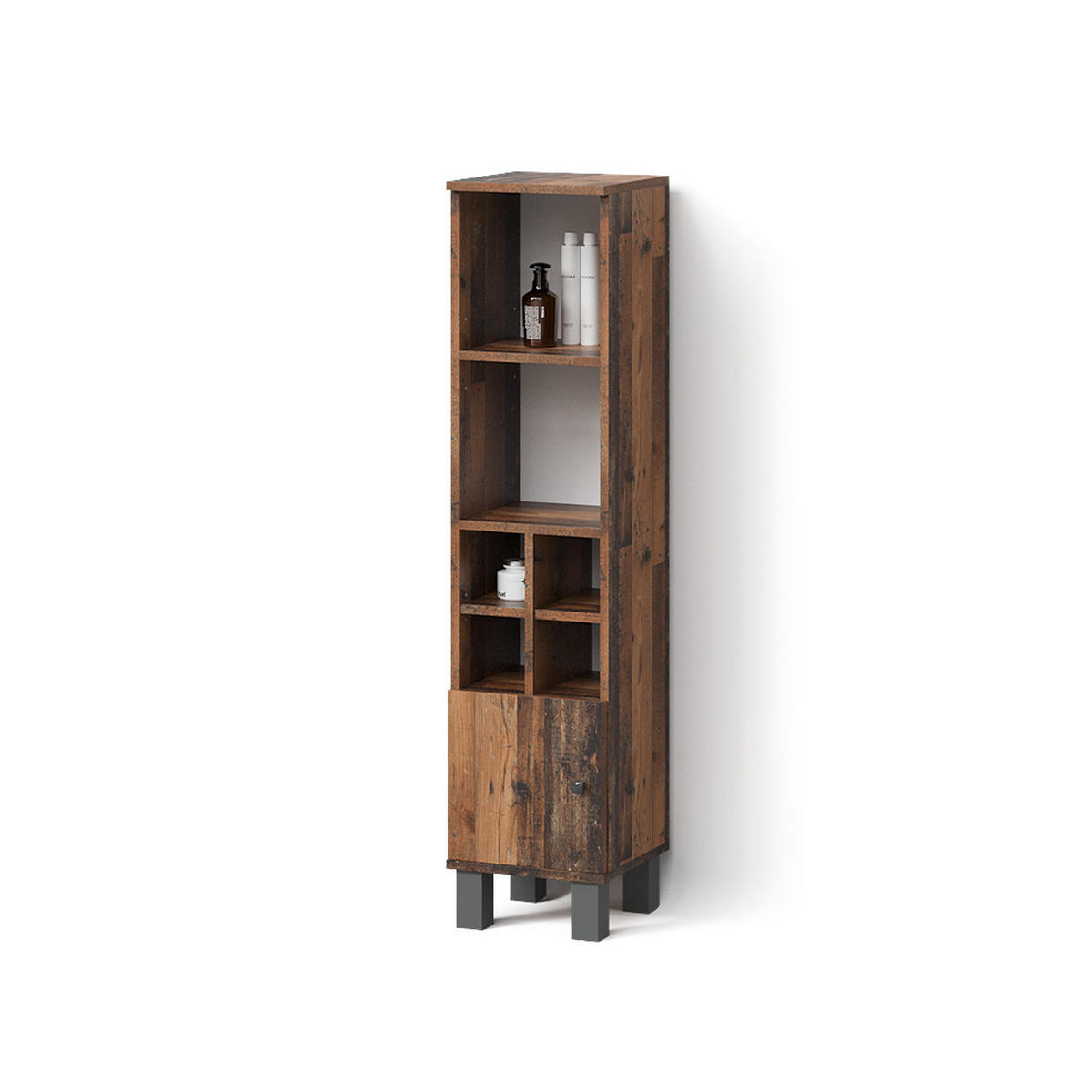 MIDISCHRANK Fucino Eiche rustikal 30 x 130.6 cm kleine Tür - Wildeiche, Holzwerkstoff (30/130.6/30cm) - Livinity®