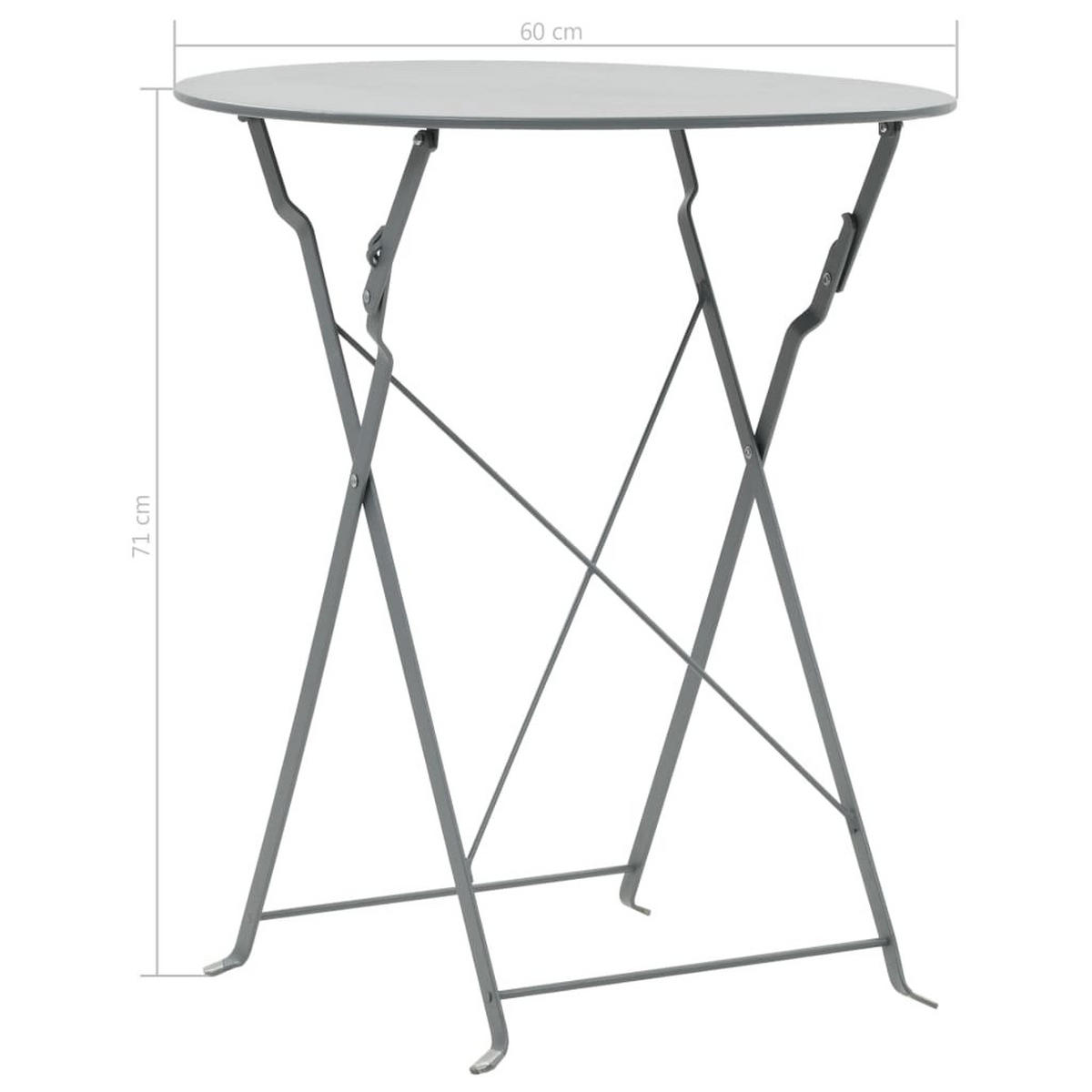 BISTRO-SET Stahl Grau 3-teilig - Grau, Metall - vidaXL