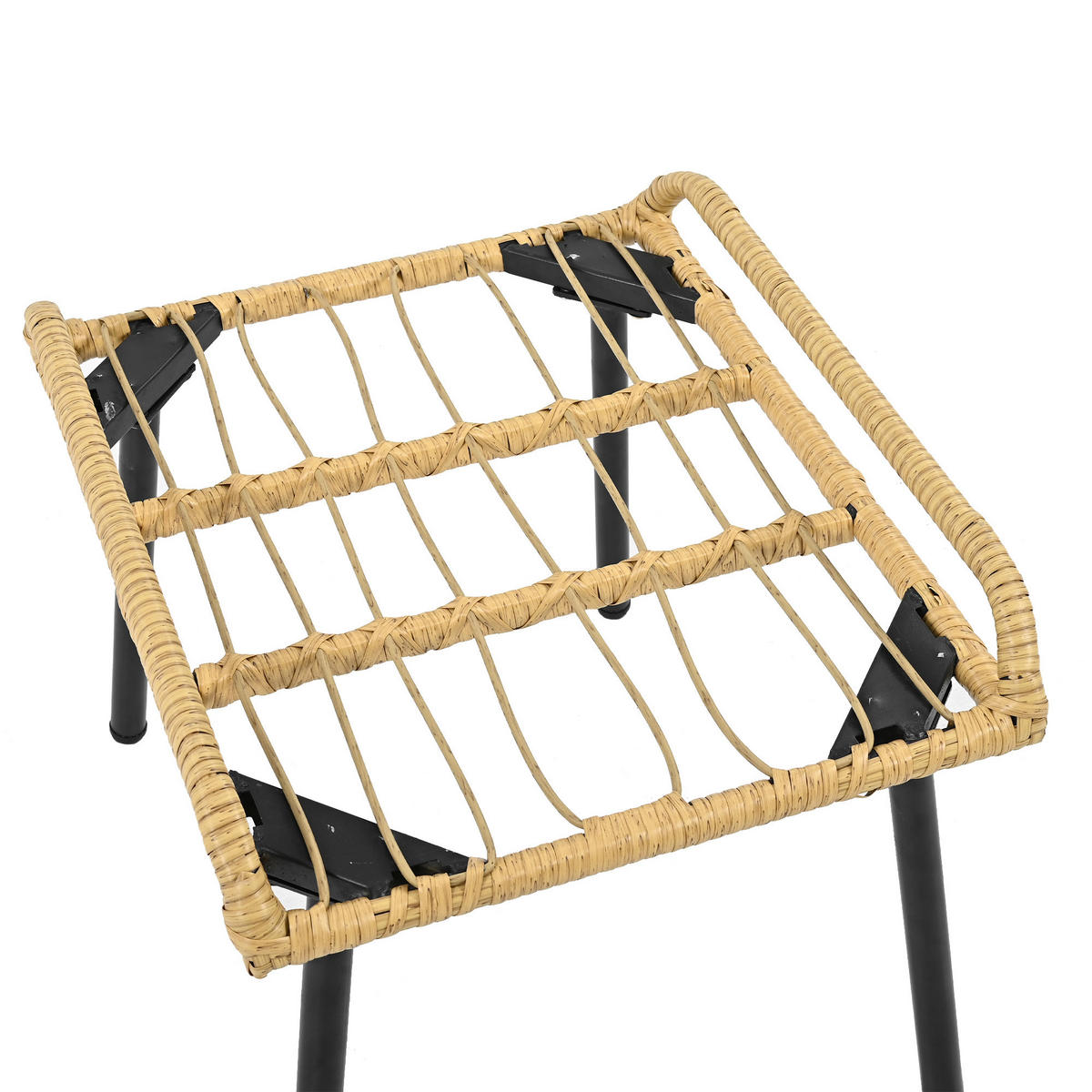 GARTENLOUNGE-SET Garten-Essgruppe Rattan Outdoor Gartenmöbel mit Esstisch und Hocker - Transparent/Beige, Textil/Metall - STILVORA