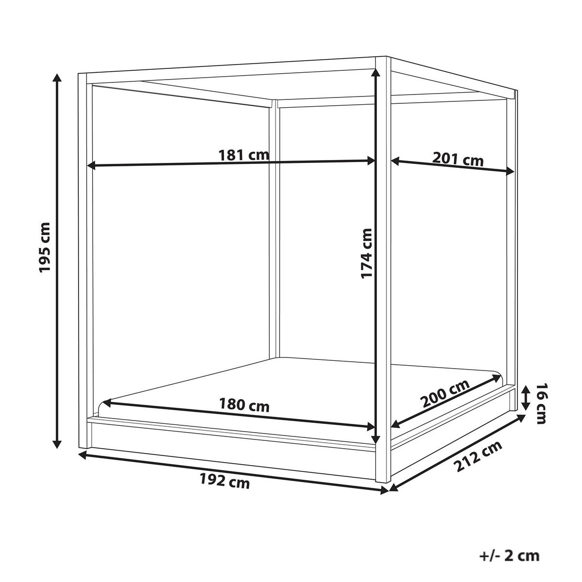 NEBESOVÁ POSTEL Dřevo 180/200 cm Světle hnědá Herliere - světle hnědá, dřevo (180/200cm) - Beliani