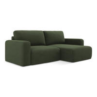 ECKSOFA mit Schlaffunktion rechts Strukturstoff Stoff Grün - Blau/Schwarz, Kunststoff/Textil (244/149cm) - LaMiaSofa