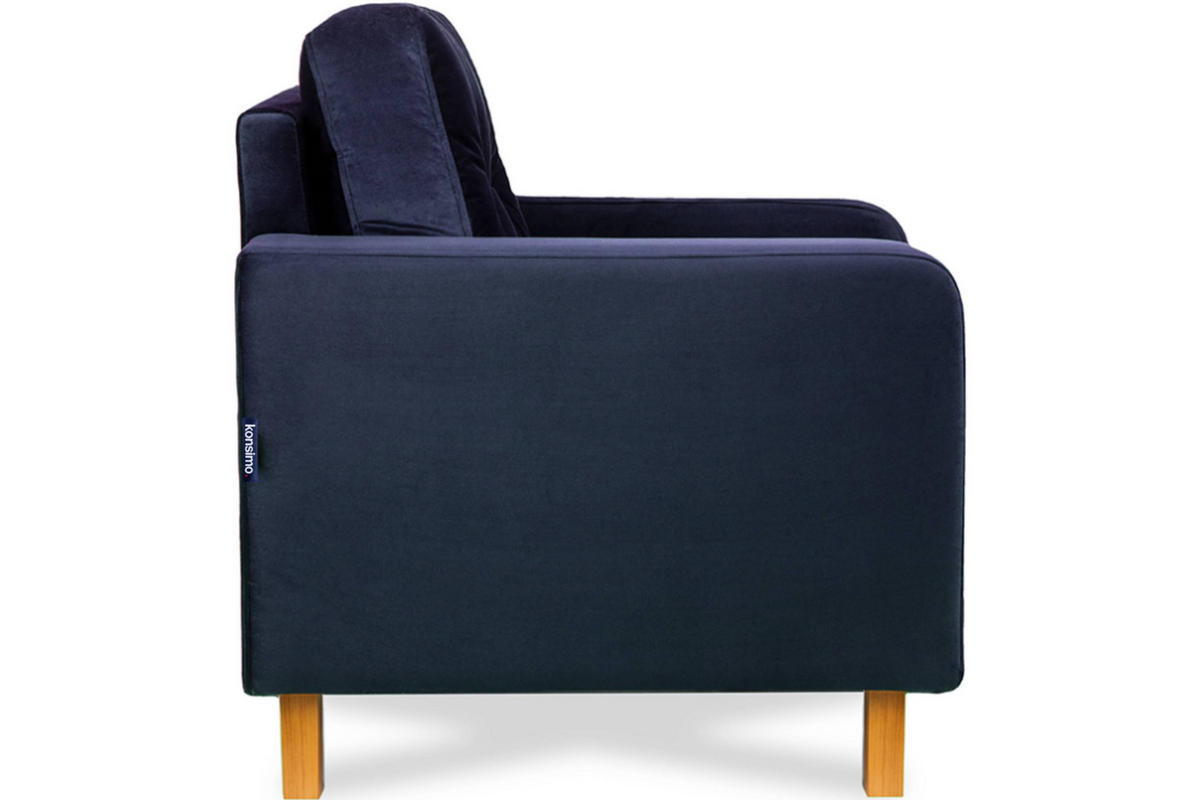SESSEL ERISO mit Armlehnen und angenehmer Stoff zum Anfassen, Velour-Stoff, marineblau - Blau/Braun, Textil (80/75/75cm) - KONSIMO®