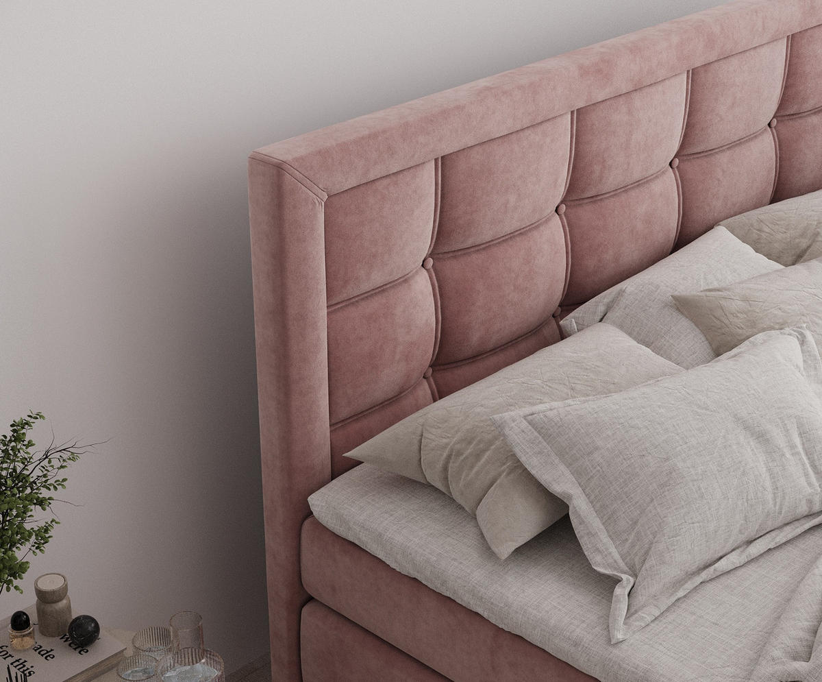 BOXSPRINGBETT Ambrosia Rosa 140/200 cm - Schwarz/Rosa, Holz/Holzwerkstoff (140/200cm) - Maison de Reve