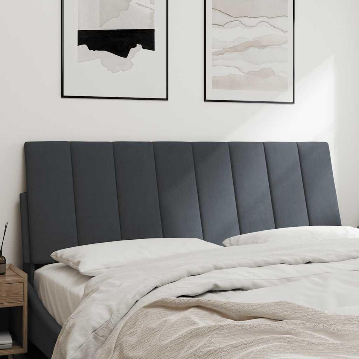 KOPFTEIL-KISSEN Dunkelgrau 120 Cm Samt - Dunkelgrau, Naturmaterialien - vidaXL