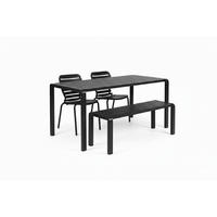 GARTENSET Vondel 4 Personen Esstisch/ 2 Stühle/ Esstischbank Schwarz - Schwarz, Metall - Zuiver