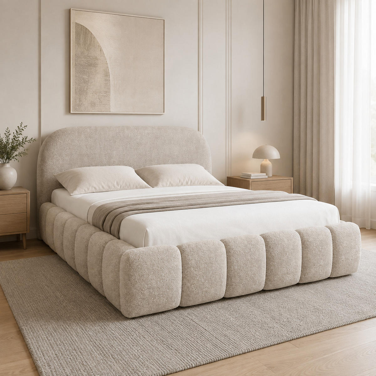 POLSTERBETT mit Stauraum 140x200 cm in Creme - Creme, Textil (140/200cm) - Home Collective