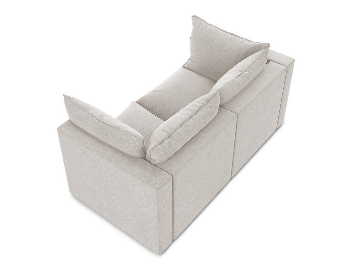 2-SITZER SOFA Samt Stoff Beige - Hellbraun/Schwarz, Holzwerkstoff/Kunststoff (180/77/90cm) - Makamii