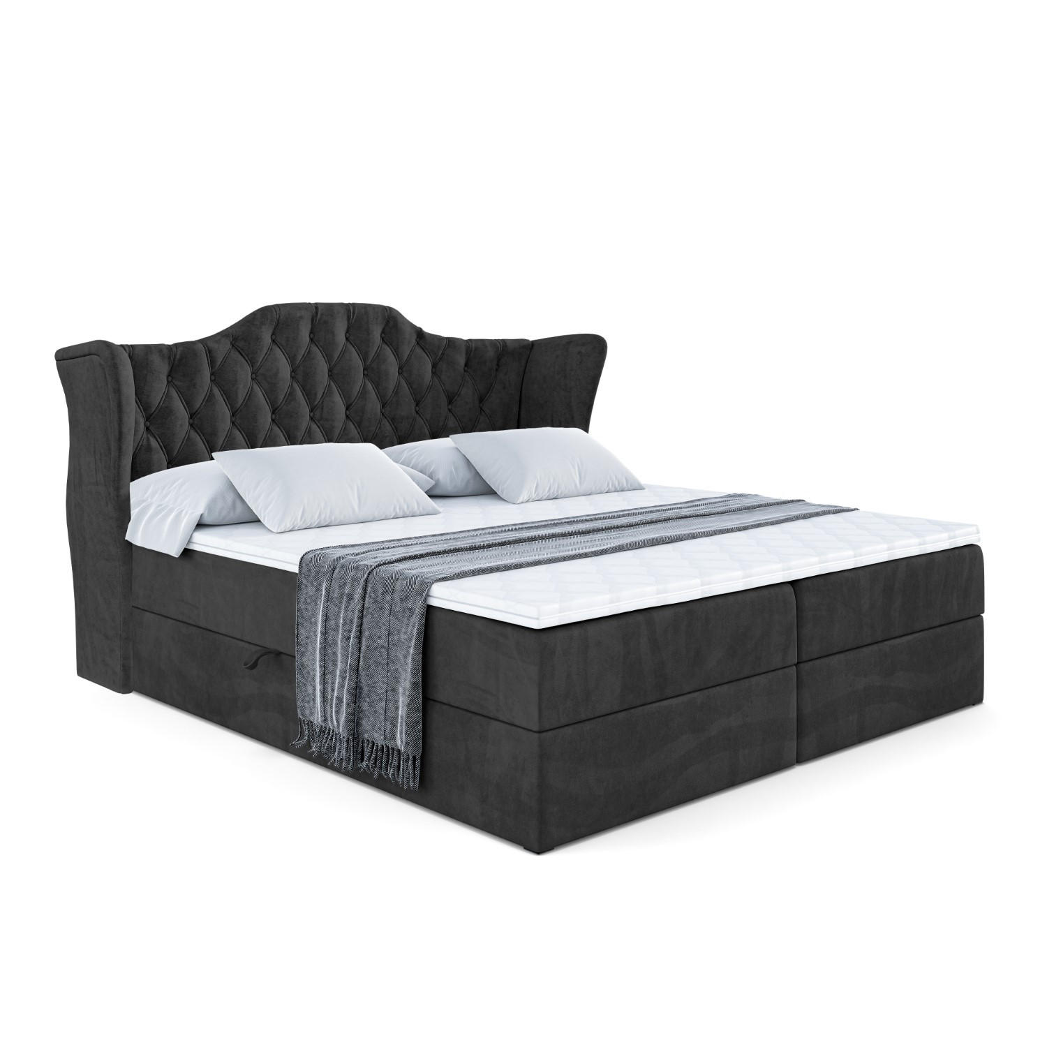 ALTDECOR AMERICKÁ postel s matrací H4 a roštem – VILA – 120 × 200 cm – H4 – černá