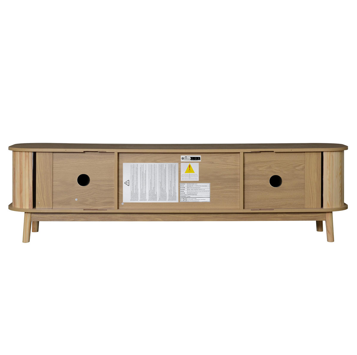TV-SCHRANK mit Massivholztüren und Rattan-Schubladen in Natur 170/39.5/46 cm - Eichefarben, Holzwerkstoff (170/46/39.5cm) - Redom
