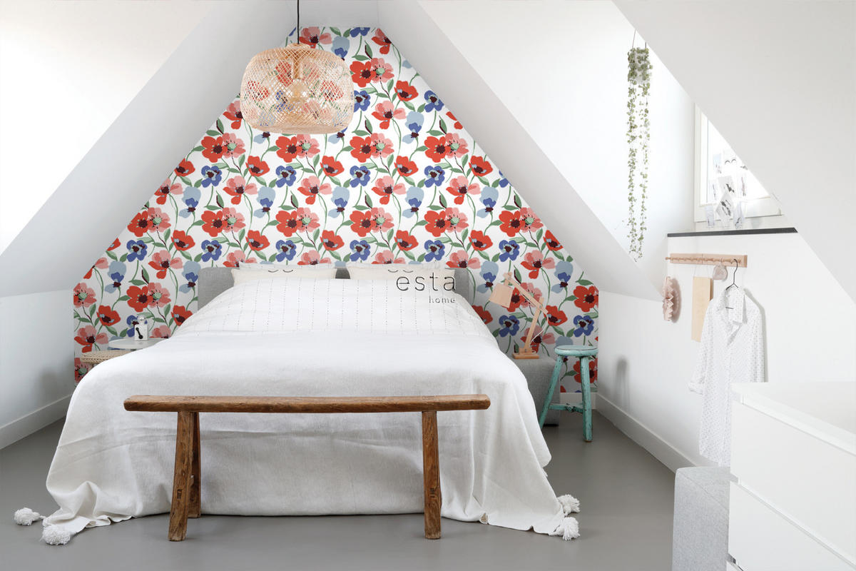 TAPETE Mohnblumen 50 x 900 cm - Rot, Papier (50/900cm) - ESTAhome