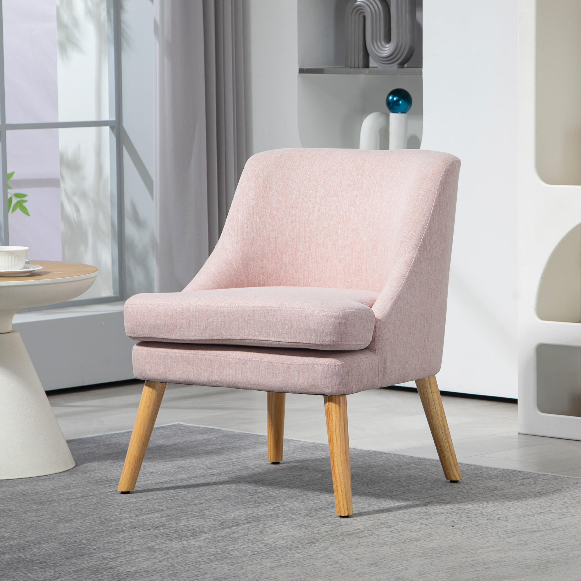 SESSEL mit Holzbeine, Rosa - Rosa, Textil (63/79.5/69cm) - HOMCOM