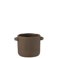 BLUMENTOPF GUSTAVE - Töpferei - Braun - M - Ø 16 cm - Dunkelbraun, Keramik (16/14.5cm) - J-Line