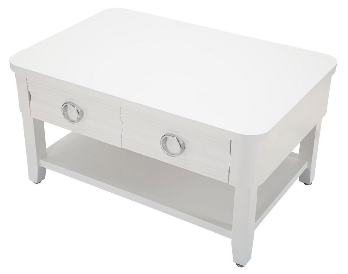 COUCHTISCH Shine, weiß, Tannenholz, MDF und Metall, 90 x 60 x 47 cm - Weiß, Holz/Holzwerkstoff (60/90/47cm) - Mauro Ferretti