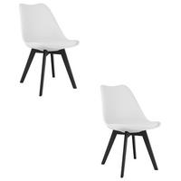 ESSZIMMERSTUHL 2-er Set RIKX weißer Sitz, schwarze Beine - Schwarz/Weiß, Kunststoff (49/82/43cm) - Valora