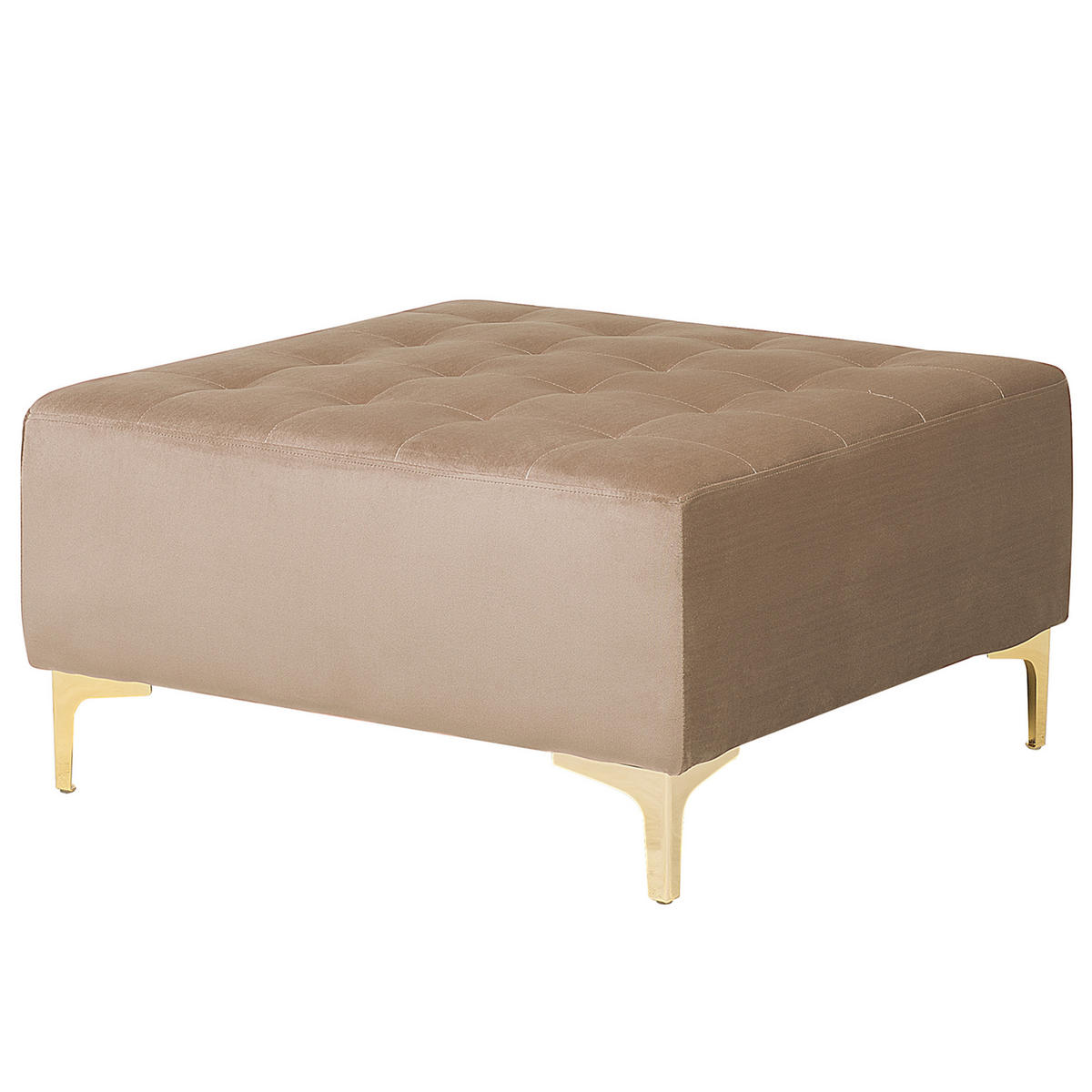 SCHLAFSOFA rechtsseitig mit Ottomane Samtstoff Sandbeige Aberdeen - Beige, Textil (267/168cm) - Beliani