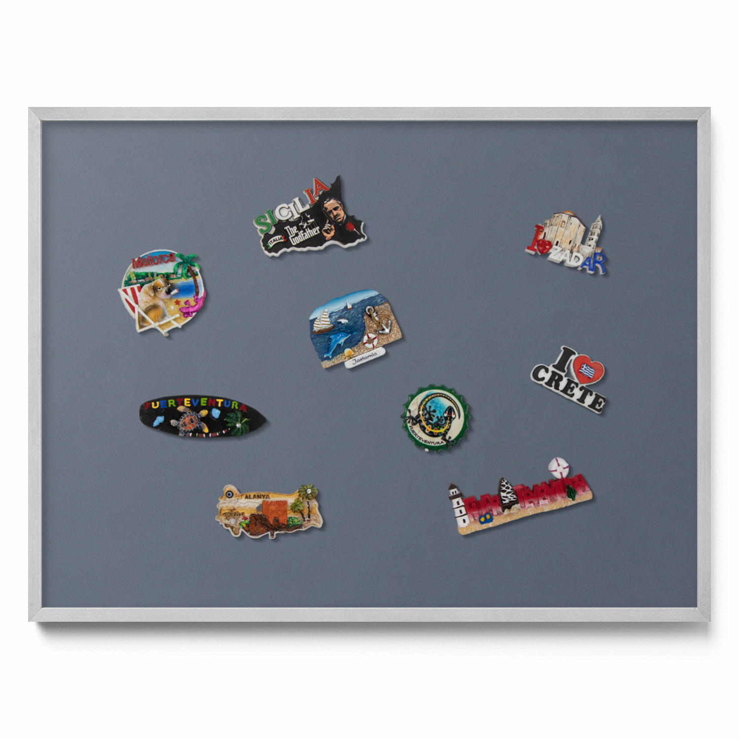 MAGNETTAFEL 80x60 cm Silberner Rahmen Kühles Grau - Silbereichenfarben, Metall (80/60/0.4cm) - TULUP