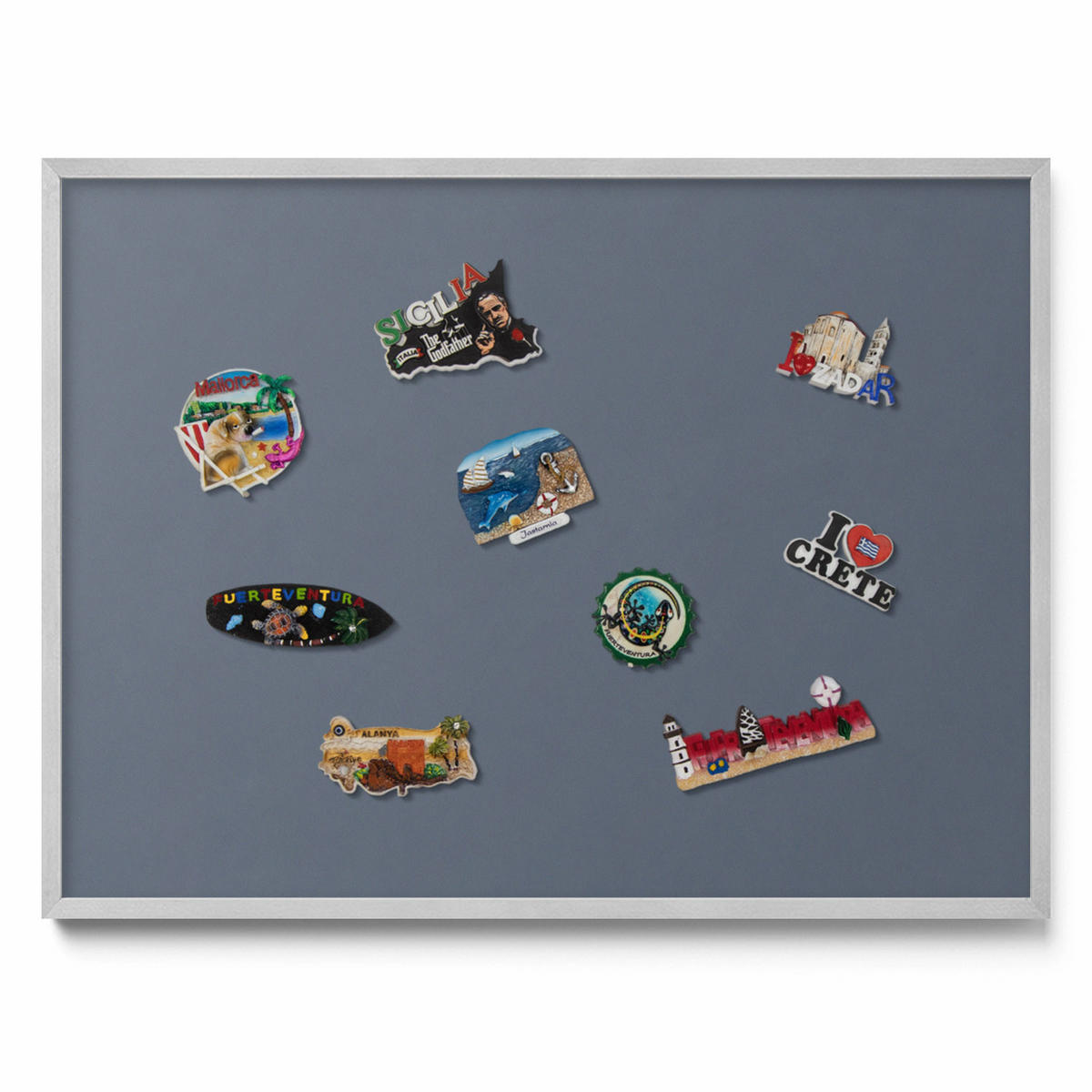 MAGNETTAFEL 80x60 cm Silberner Rahmen Kühles Grau - Silbereichenfarben, Metall (80/60/0.4cm) - TULUP
