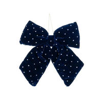 WEIHNACHTSSCHLEIFE Satin mit Schmucksteinen, blau, 20 × 23 cm, Stoff, für Weihnachtsbaum und Dekoration - Blau, Naturmaterialen (20/23/1cm) - LAALU