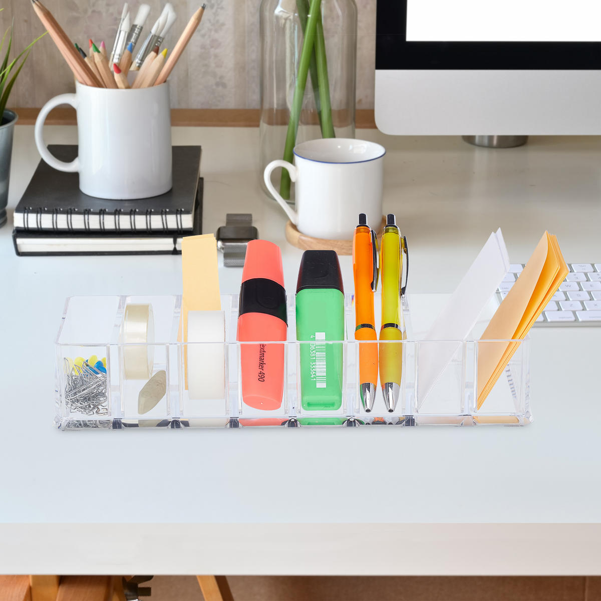 MAKE-UP-ORGANIZER - Transparent, Kunststoff (25.5/5/9cm) - Relaxdays