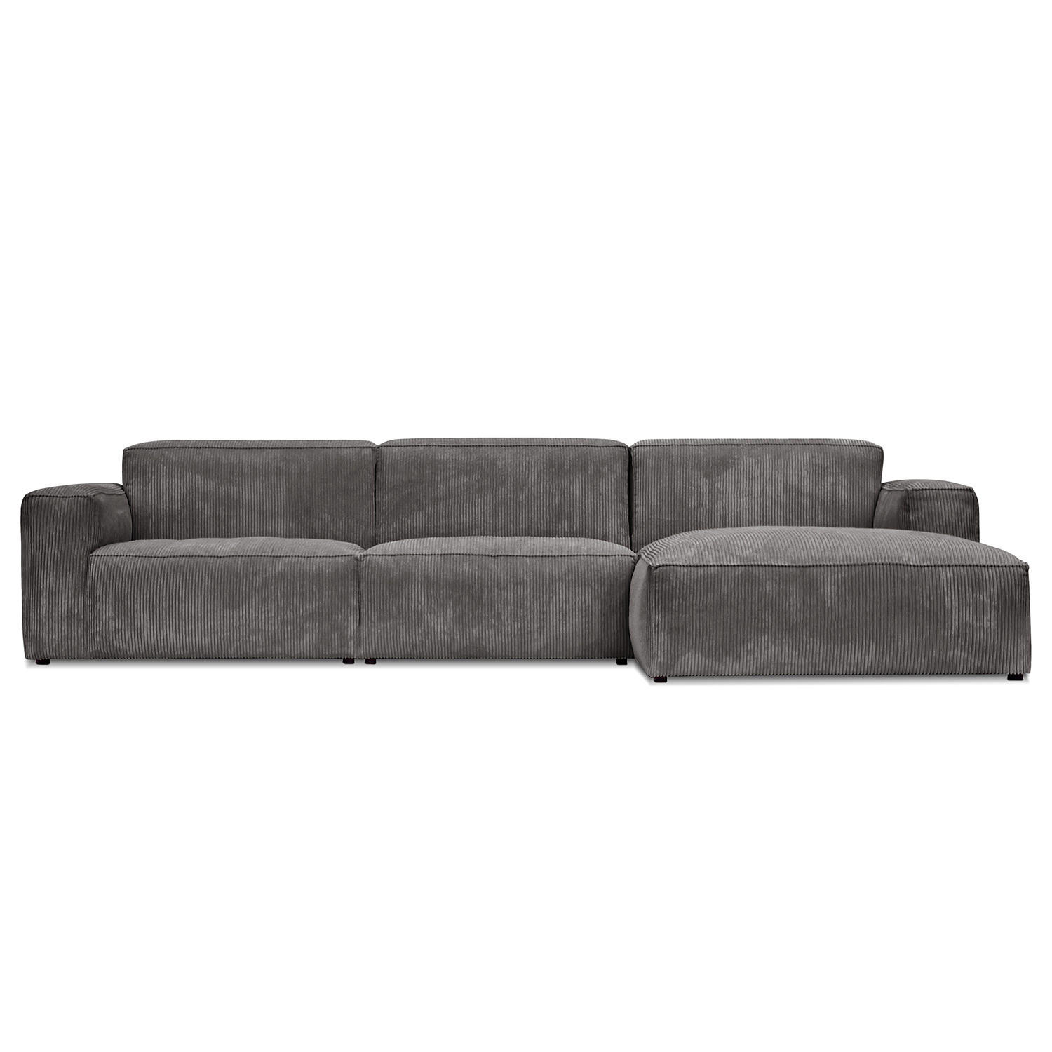 ECKSOFA mit Longchair - Schwarz/Grau, Kunststoff/Textil (345/170cm) - home24
