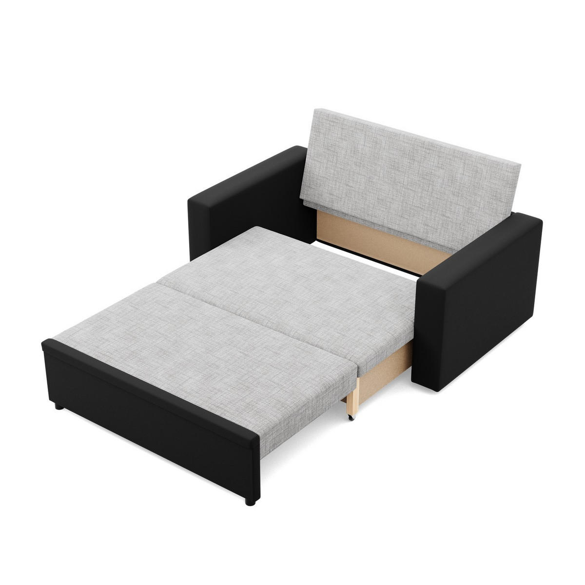 SOFA 2-SITZER MIT SCHLAFFUNKTION LUNA, Grau + Schwarz - Schwarz/Grau, Textil (148/90/87cm)