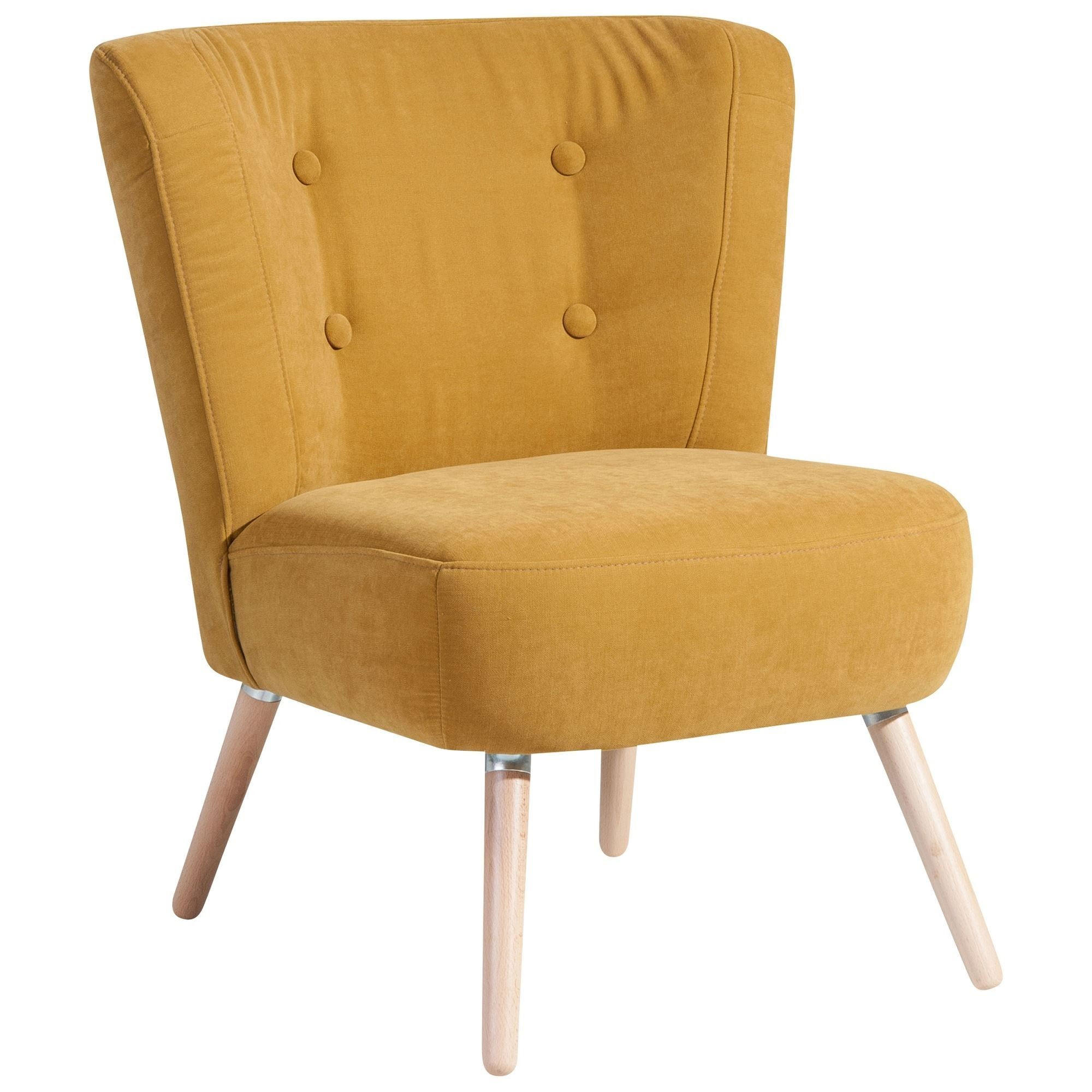 SESSEL Kassi Bezug Veloursstoff Buche natur / mais - Gelb, Kunststoff (69/80/68cm) - 58aufmkessel