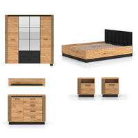 SCHLAFZIMMER-SET 6-teilig Urso Gold Craft Eiche / Schwarz - Schwarz/Braun, Holz/Holzwerkstoff (160/200cm) - Feldmann-Wohnen