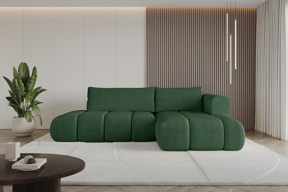ECKSOFA Ottomane Rechts CLOUD-L 289x180x40 Grün Cord - Grün, Holzwerkstoff/Kunststoff (289/180cm) - ALTDECOR