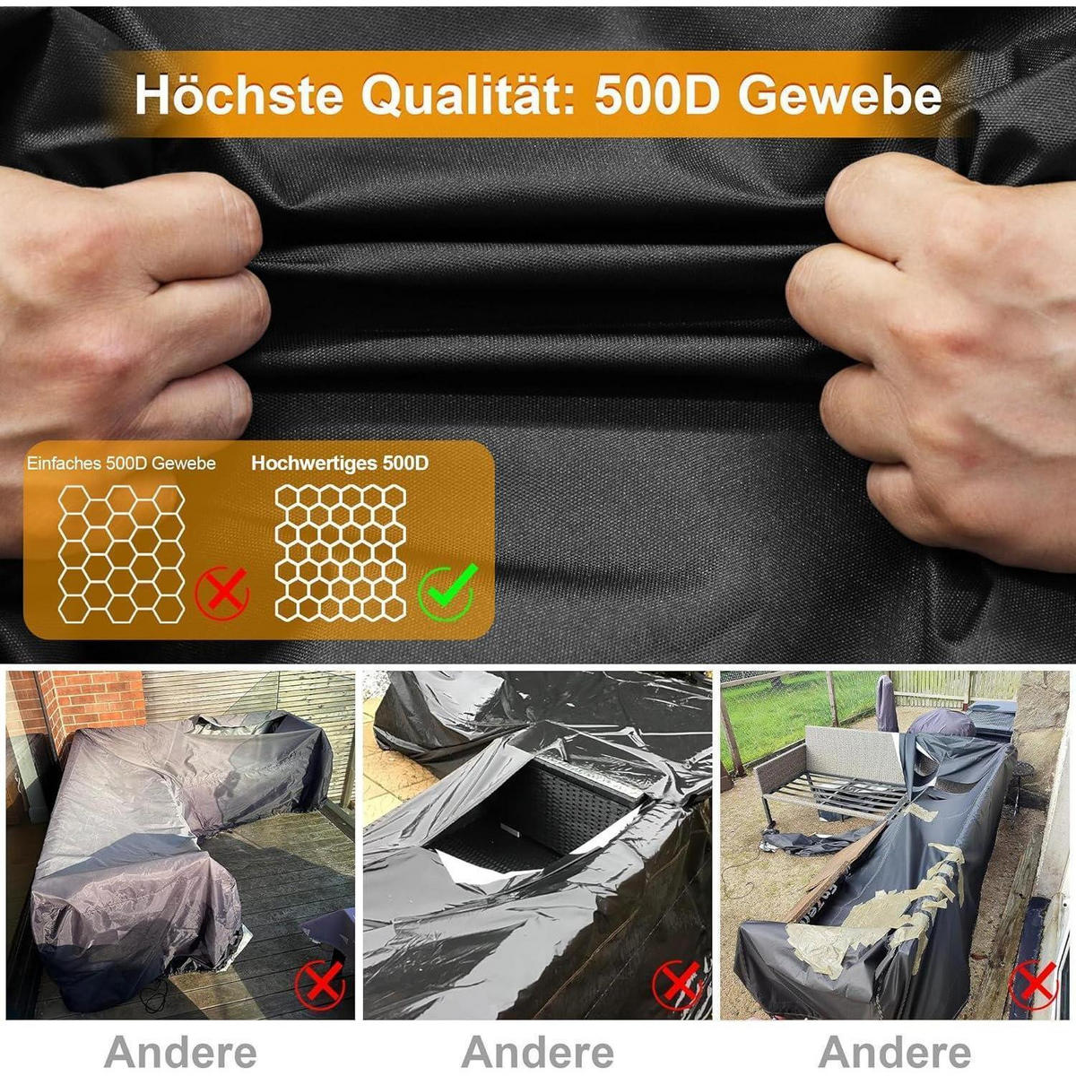 ABDECKUNG Loungemöbel L-Form Wasserdicht 147x198x85x78cm - Schwarz, Kunststoff (147/85/198cm)