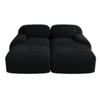 2-SITZER-MODULSOFA aus Cordstoff Schwarz rahmenlos mit ergonomischen Armlehnen und rutschfester Unterseite - Schwarz, Textil (208/75/178cm) - Modfu
