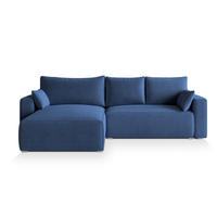 ECKSOFA FORIL P Blau Kordstoff mit Schlaffunktion - Blau, Holz (265/178cm) - MASSENO