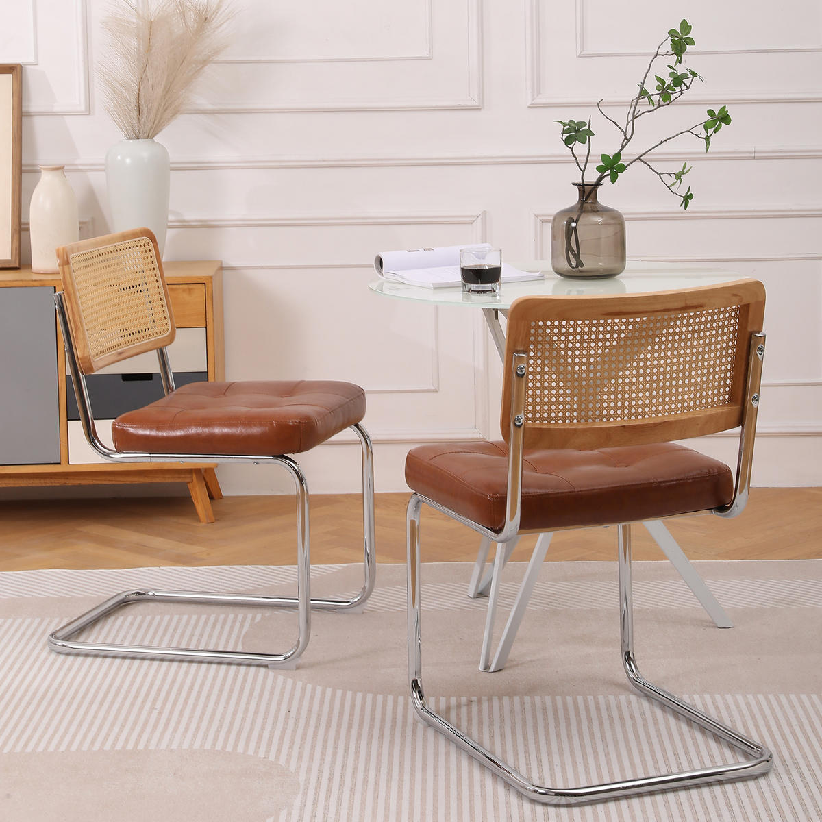 ESSZIMMERSTUHL 2er-Set mit Rattanlehne, Braun - Braun, Kunststoff (50/85/61cm)