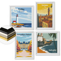 WANDBILDER 4er-Set - 50x50 cm & 40x60 cm Weißer Rahmen - Blicke auf berühmte Orte am Meer - Weiß, Kunststoff (50/50cm) - ArtPrintCave